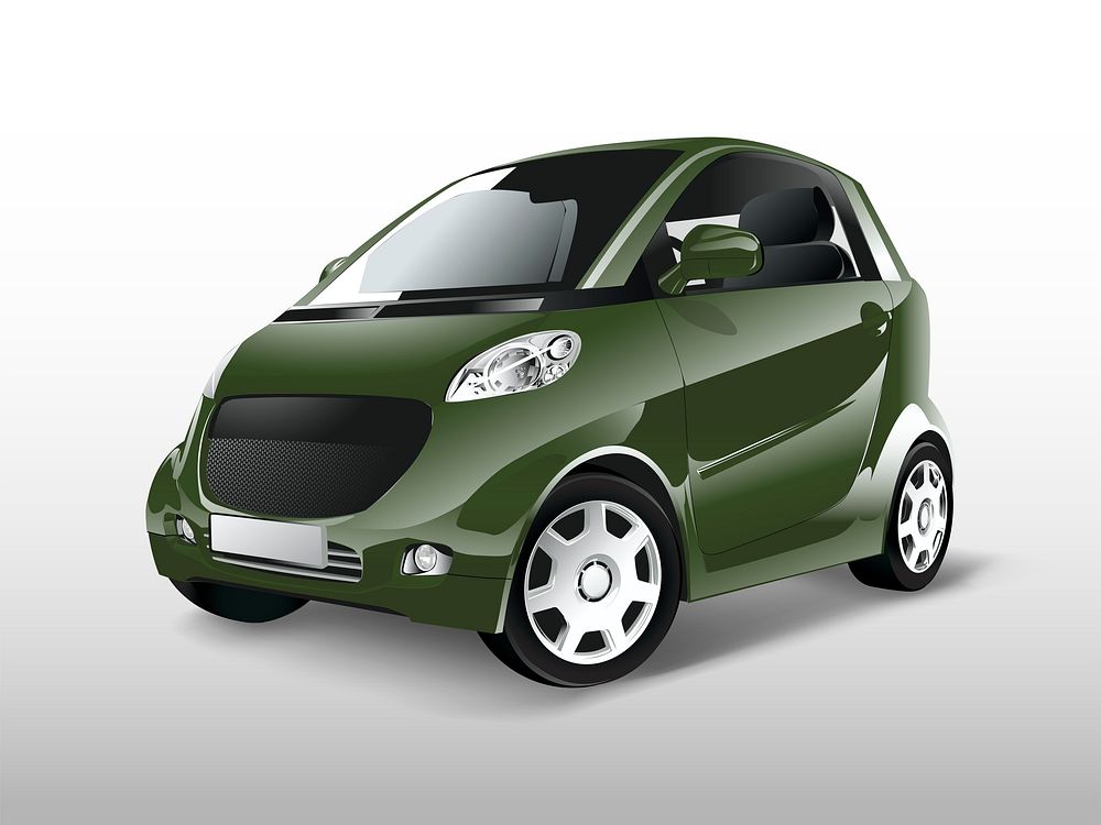 Green compact hybrid car vector