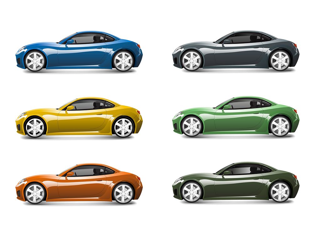 Set of colorful sports car vectors