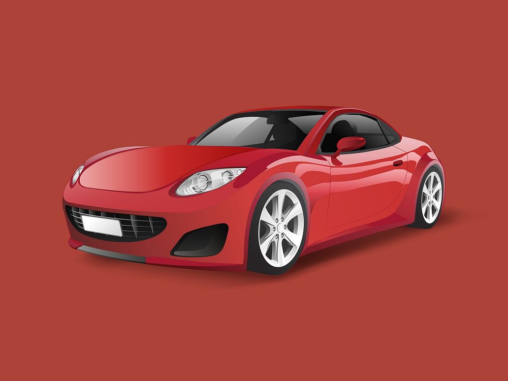 Red sports car in a red background vector