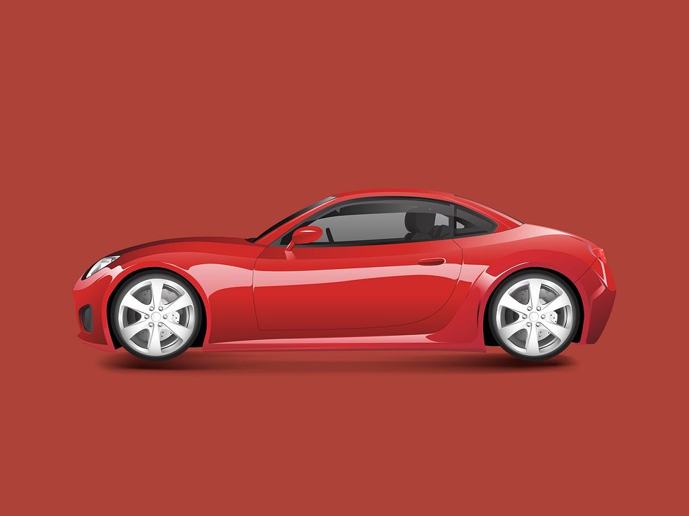 Red sports car in a red background vector