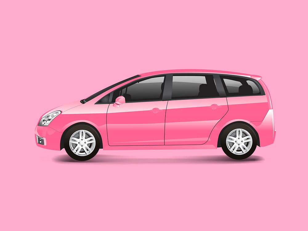 Pink MPV minivan automobile vector