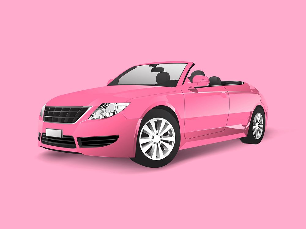 Pink convertible in a pink background vector