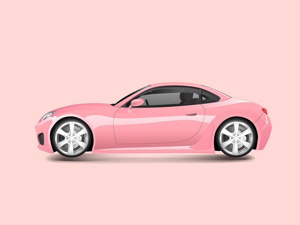 Pink sports car in a pink background vector