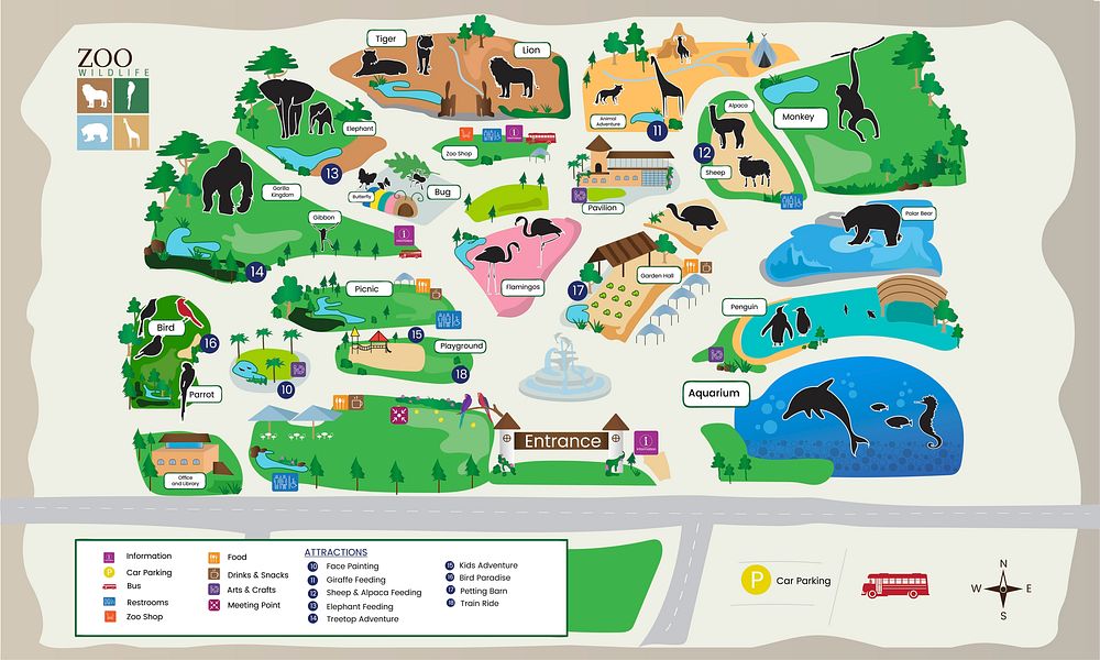 Illustration of zoo park map vector