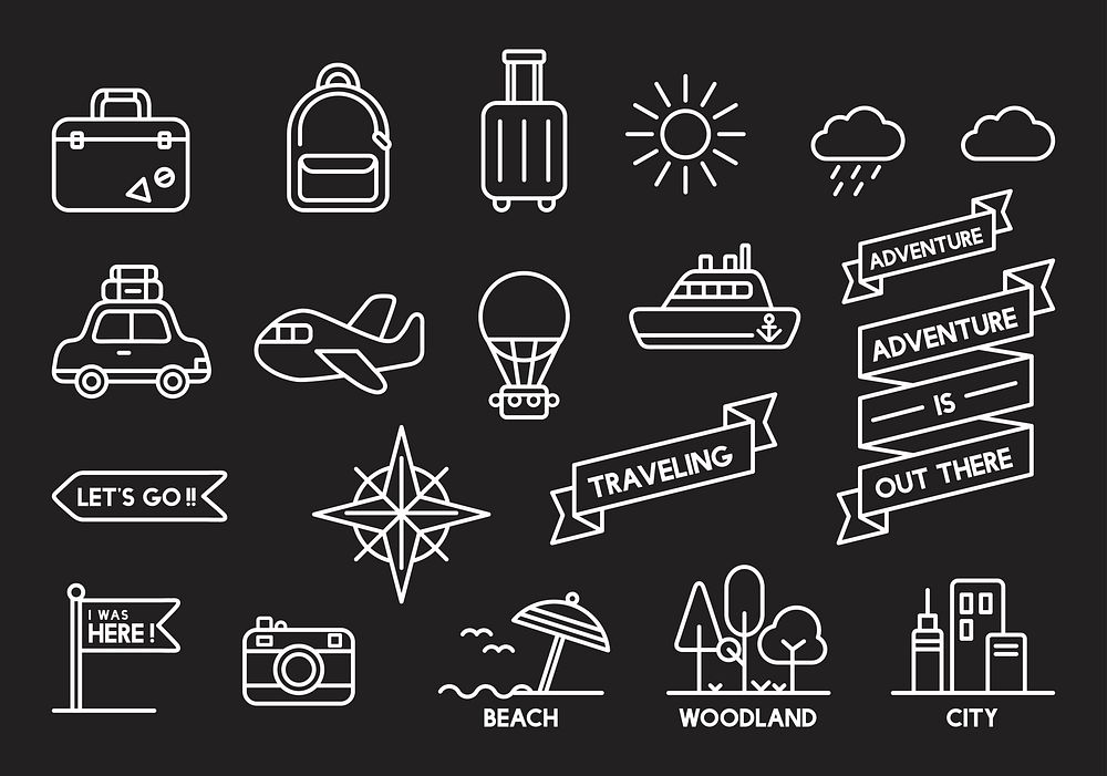 Illustration of travel icons set vector