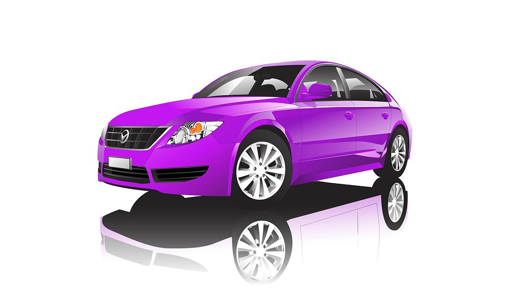 Purple sedan car isolated on white vector