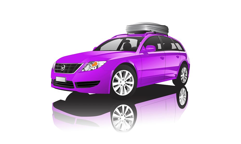 Purple SUV with a roof storage vector