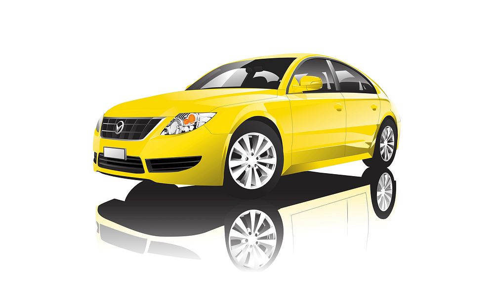 Yellow sedan car isolated on white vector