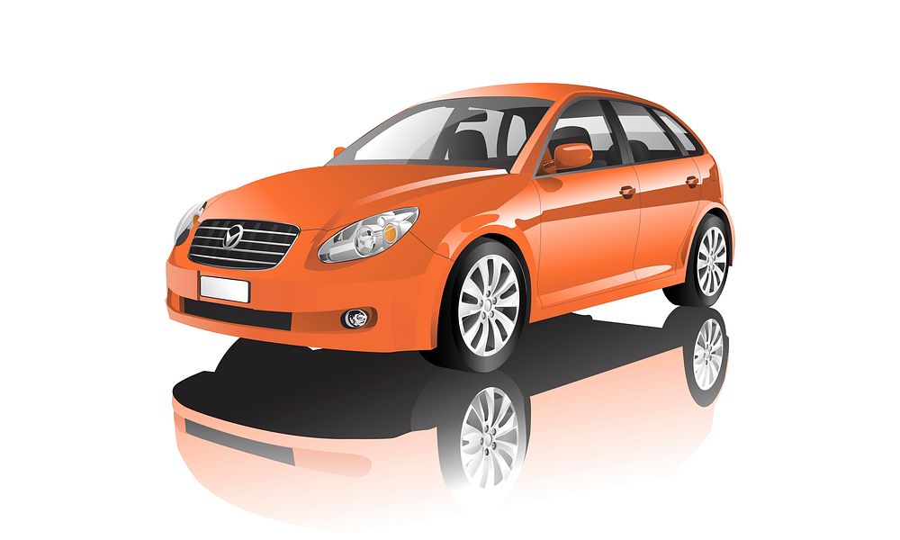 Orange hatchback car isolated on white vector