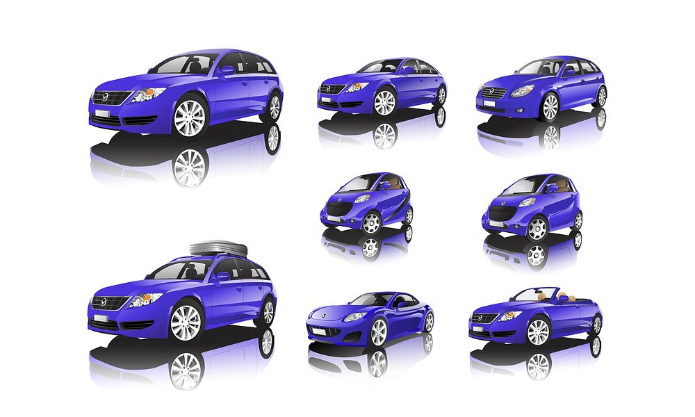 Set of various models of purple car vectors