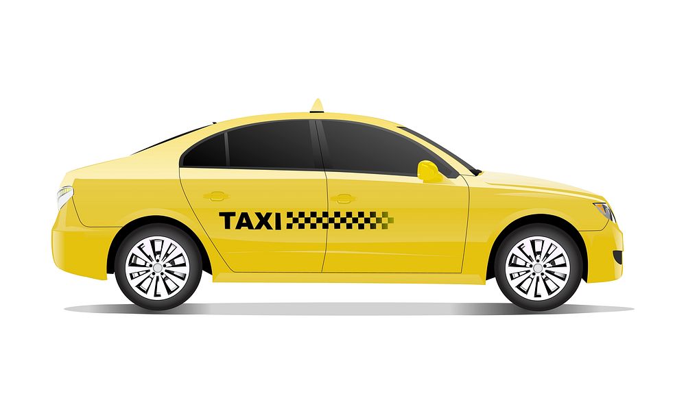Three dimensional image of taxi car isolated on white background