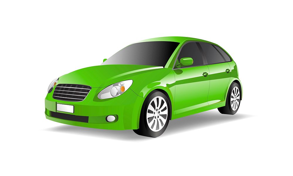 Green hatchback car isolated on white vector