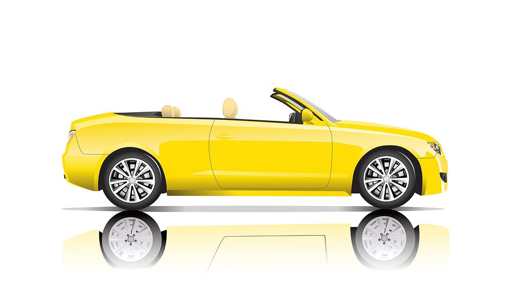 Yellow convertible car isolated on white vector