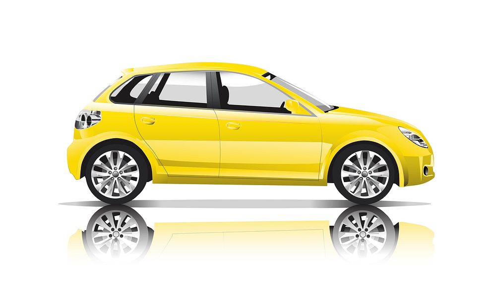 Yellow hatchback car isolated on white vector