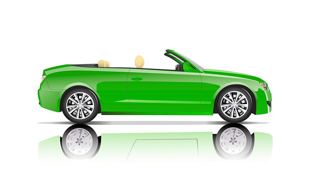 Green convertible car isolated on white vector