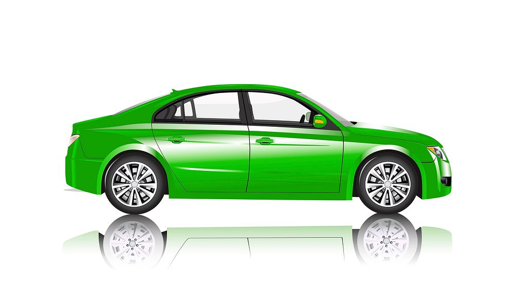 Green sedan car isolated on white vector