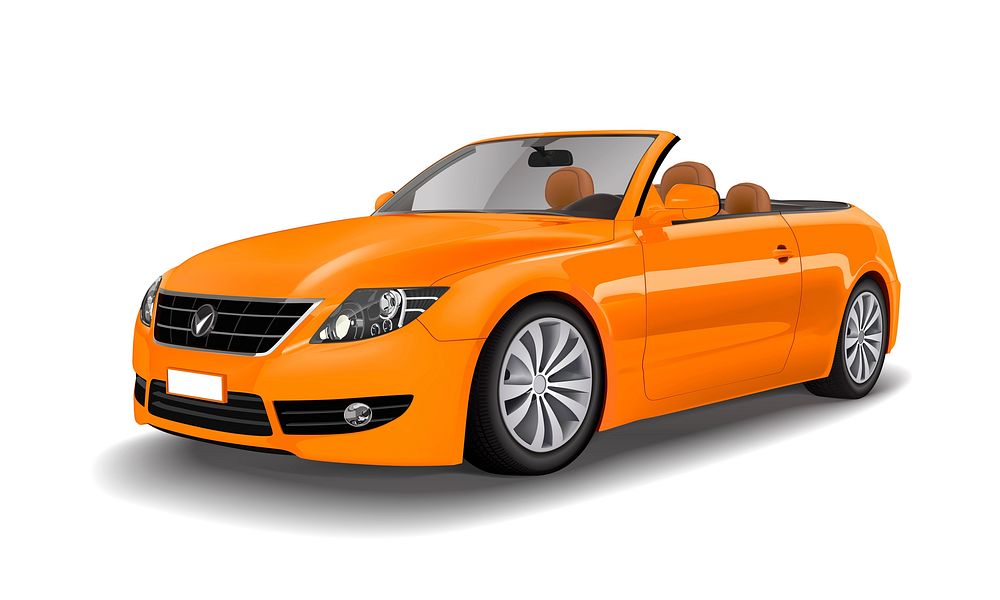 Orange convertible car isolated on white vector