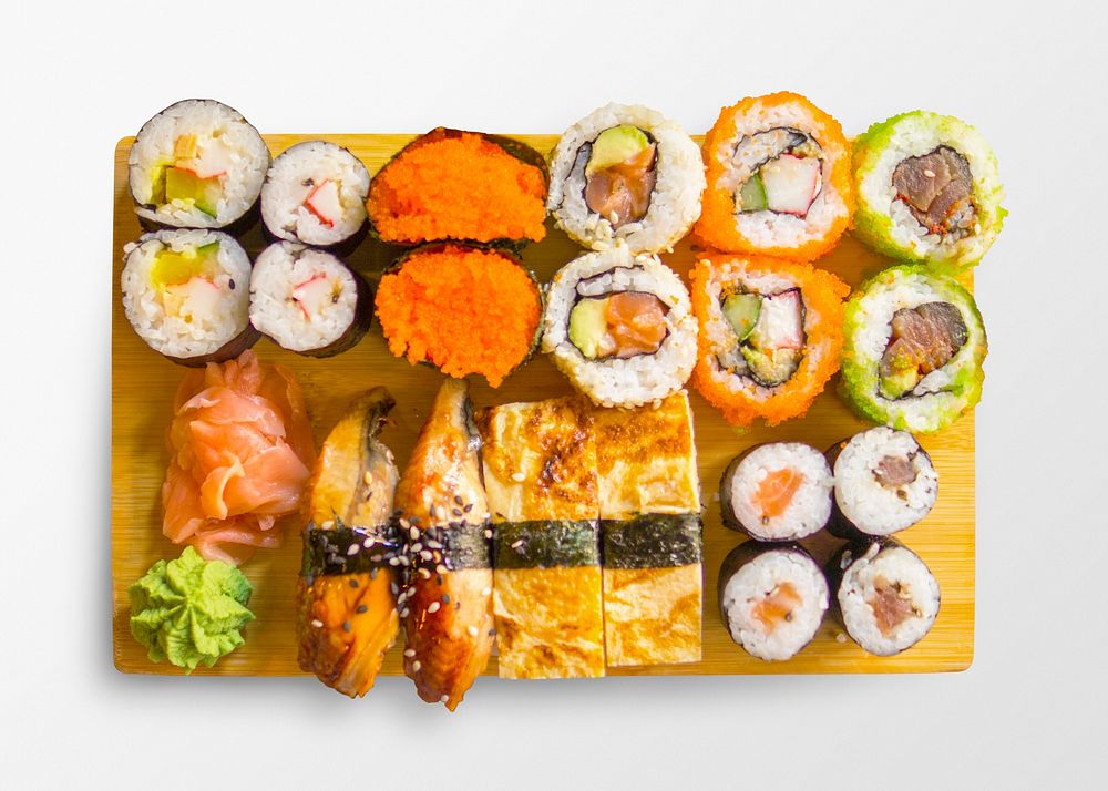 Sushi set sticker, food photography psd