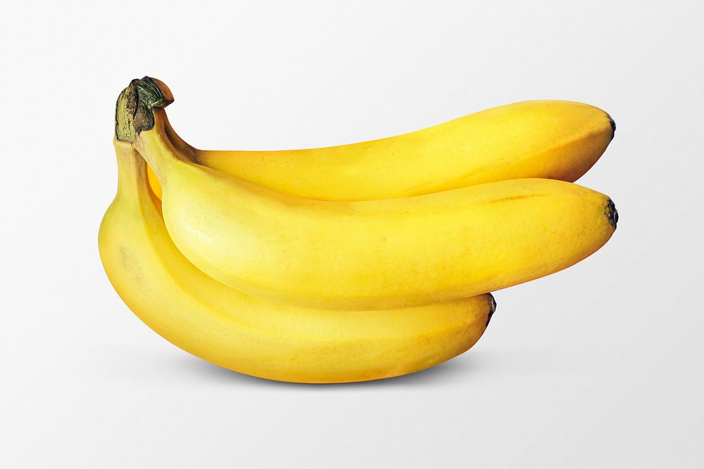 Banana stalk clipart, yellow fruit on white background