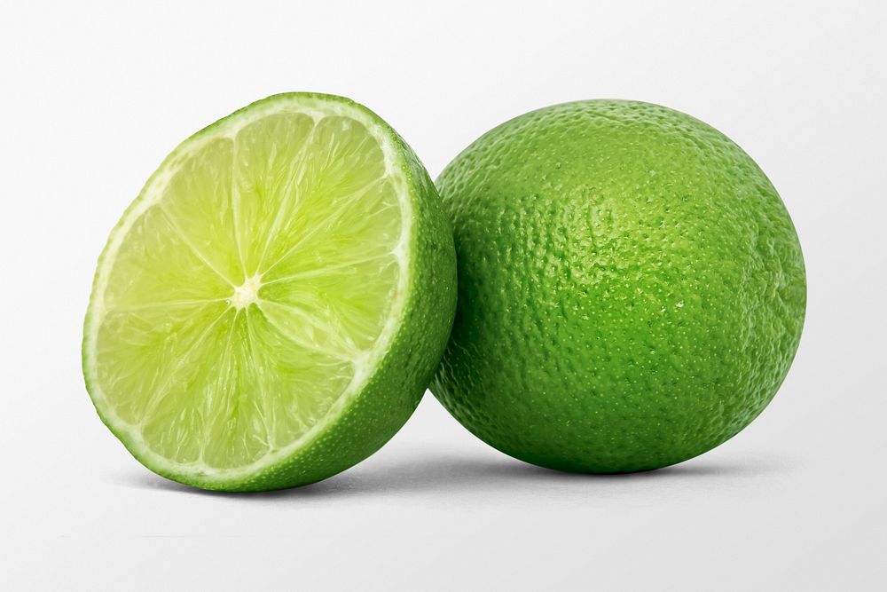 Sliced lime clipart, citrus fruit on white background