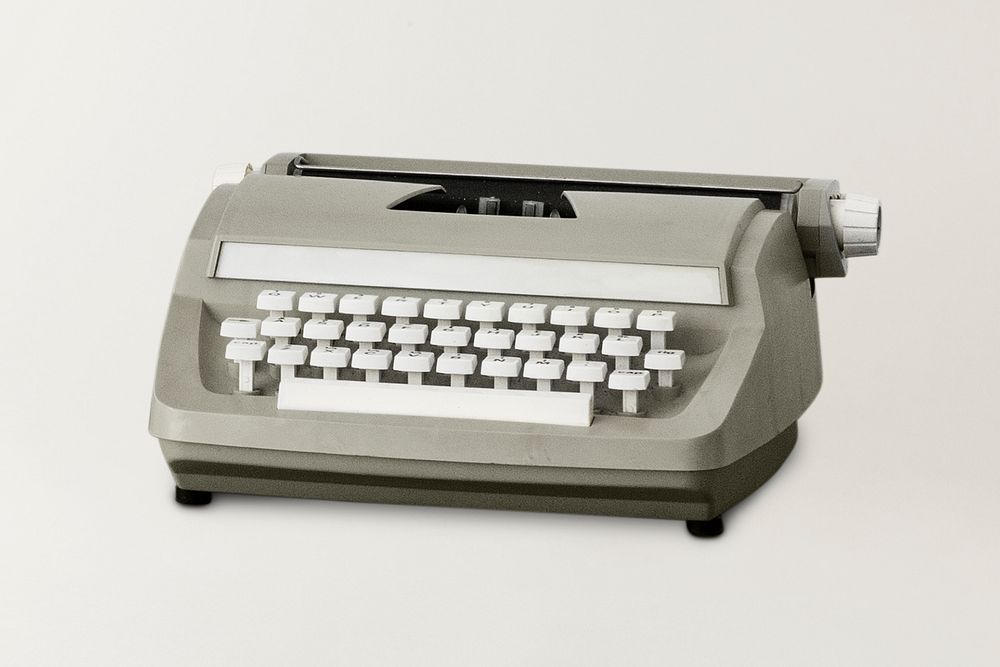 Vintage typewriter mockup in black and white design resource 
