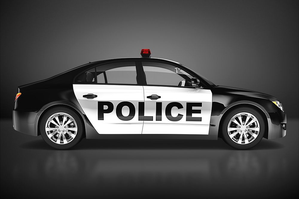 Police car, 3D rendering vehicle in realistic design psd