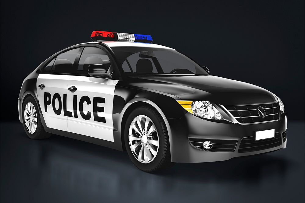 Police car, 3D rendering vehicle in realistic design 