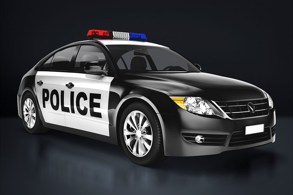 Police car, 3D rendering vehicle in realistic design psd