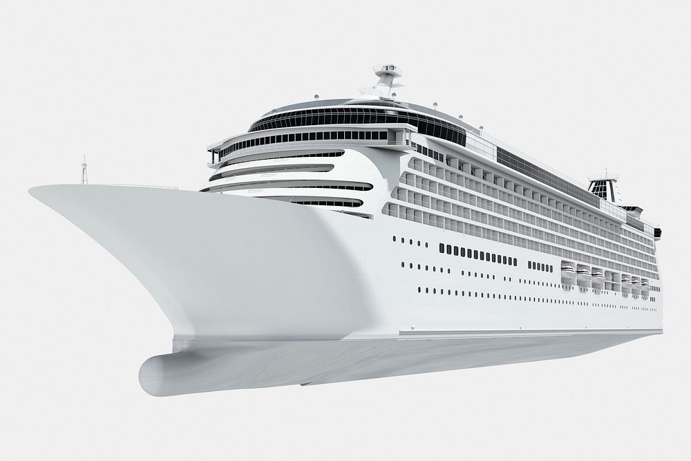 3D cruise ship bow, luxury boat psd