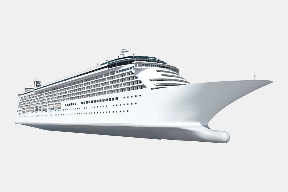 3D cruise ship starboard, luxury boat psd