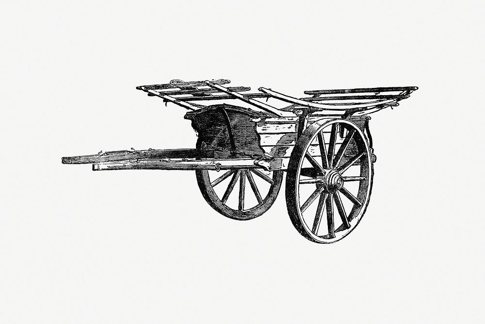 Vintage European style cart engraving. Original from the British Library. Digitally enhanced by rawpixel.
