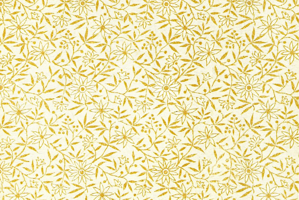 Yellow botanical pattern background. Remixed by rawpixel.