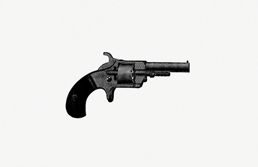 Drawing of a vintage revolver