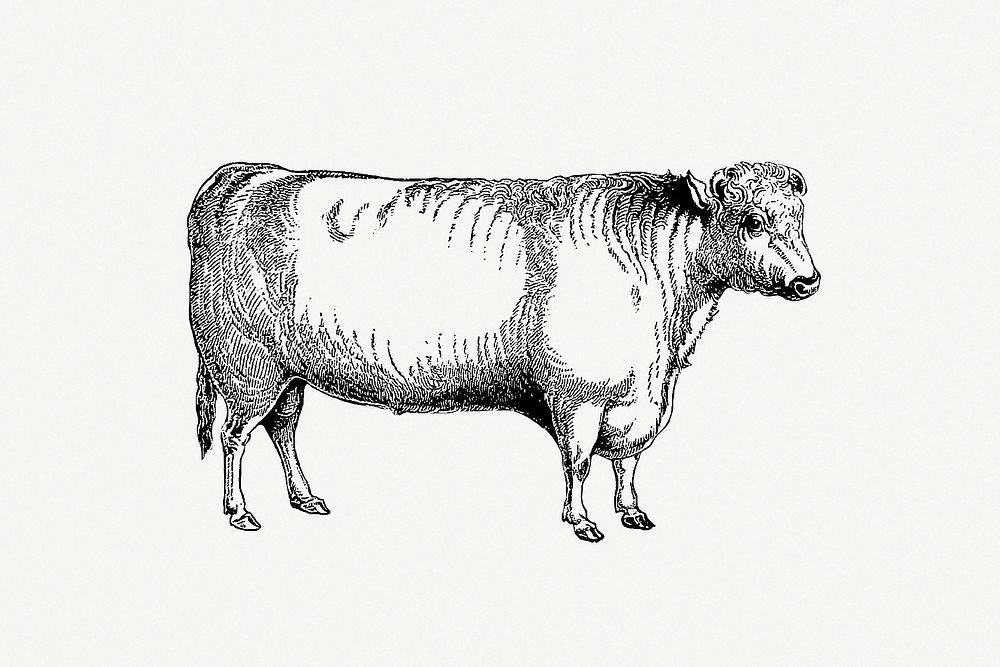 Drawing of shorthorn bull