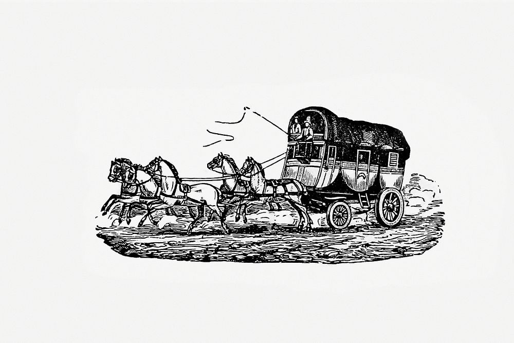 Drawing of a horse carriage