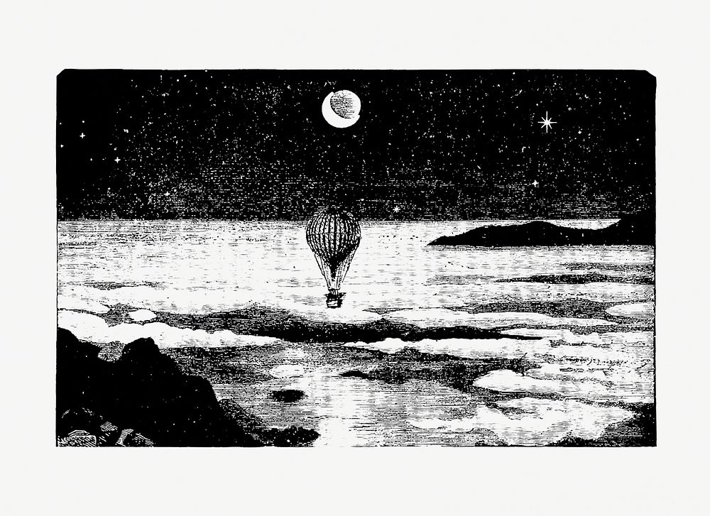Hot air balloon from The Half Hour Library Of Travel, Nature And Science For Young Readers published by James Nisbet & Co.…