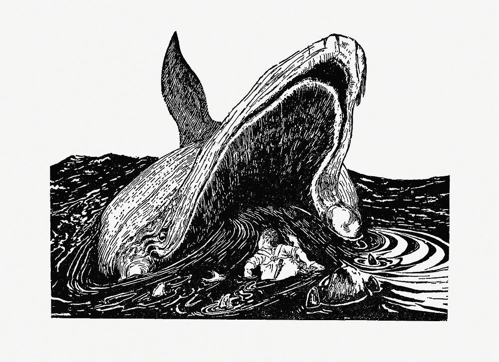 Sea whale from The Writings in Prose and Verse of Rudyard Kipling published by C. Scribner&rsquo;s Sons (1897). Original…