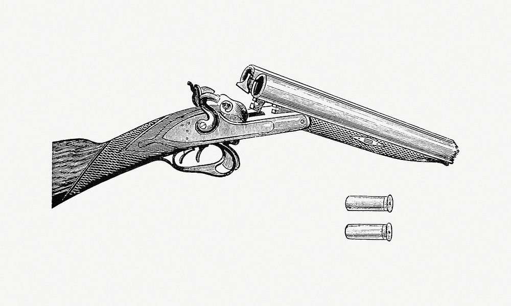 Drawing of a vintage  shotgun