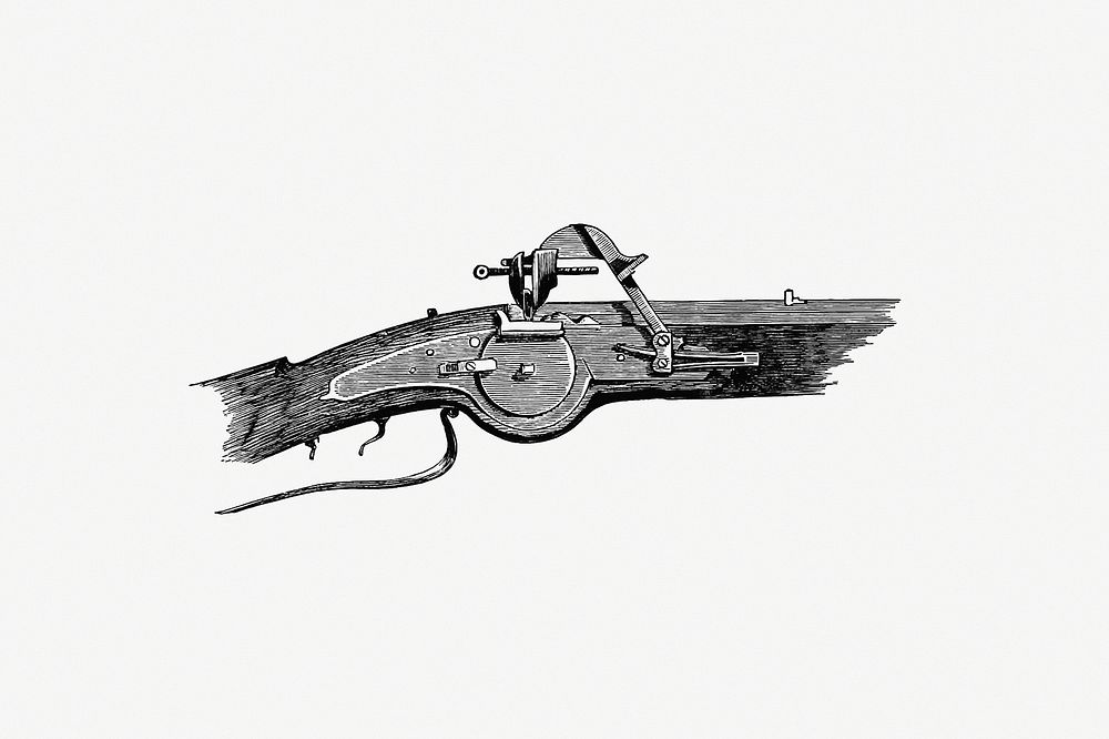 Drawing of a wheel lock gun