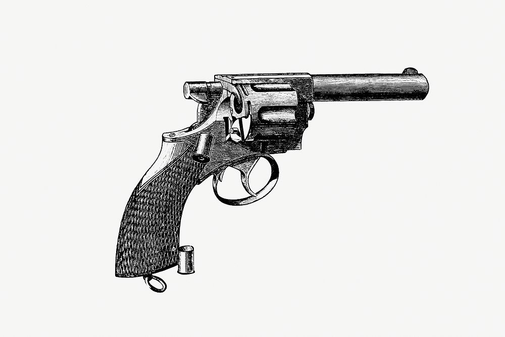 Vintage Victorian style pistol engraving. Original from the British Library. Digitally enhanced by rawpixel.