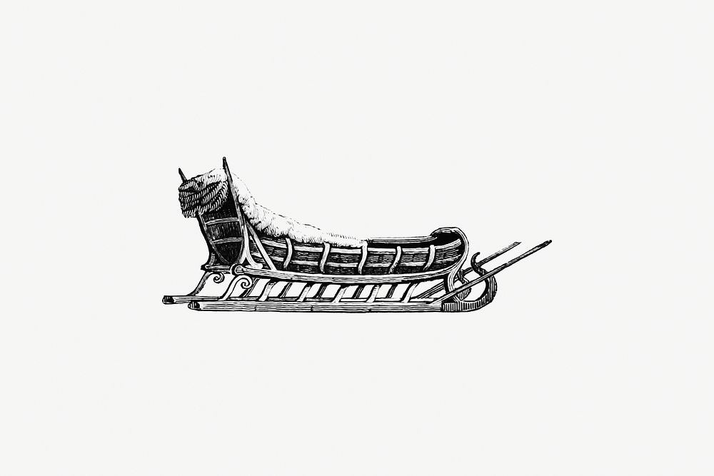Vintage sleigh etching illustration