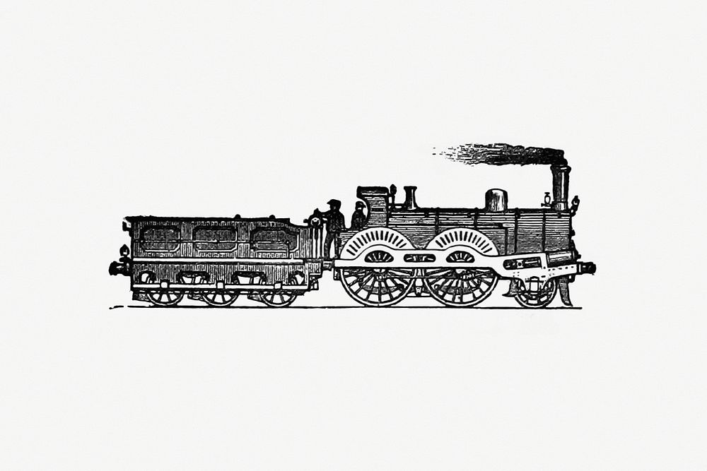 Vintage European style steam locomotive engraving from The Tourists' Handy Guide to Scotland by William Paterson (1880).…
