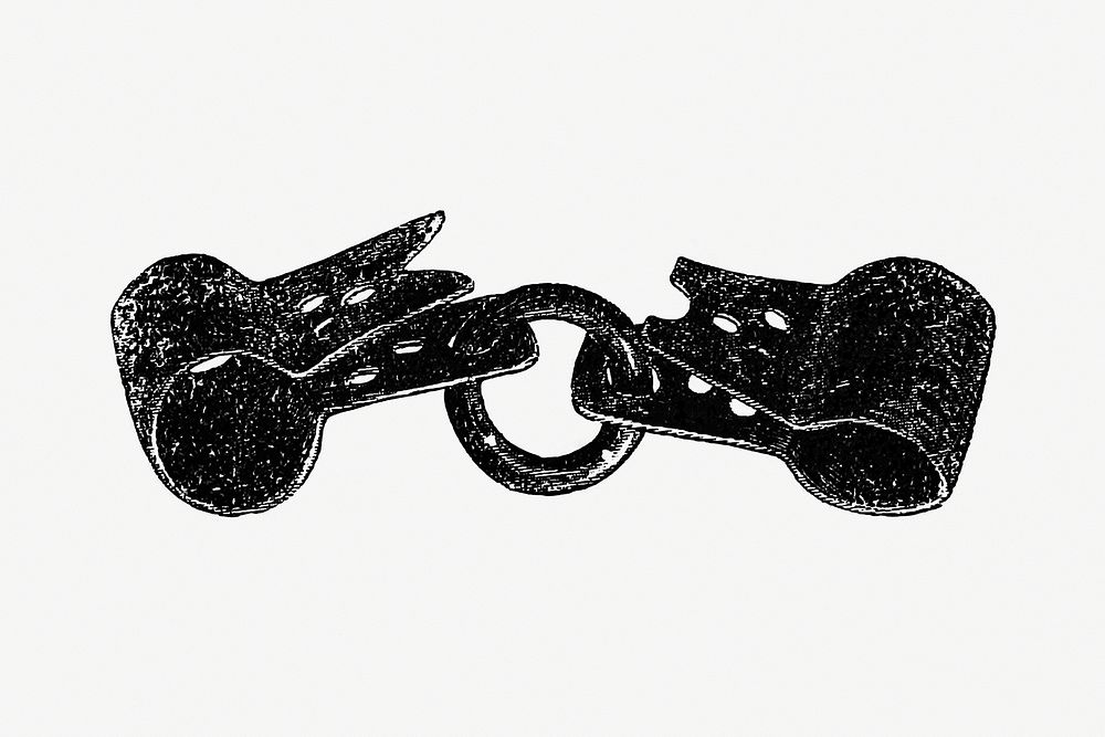 Vintage European style handcuffs illustration from The torture of the Hungarian nation by S&aacute;ndor SZIL&Aacute;GYI…