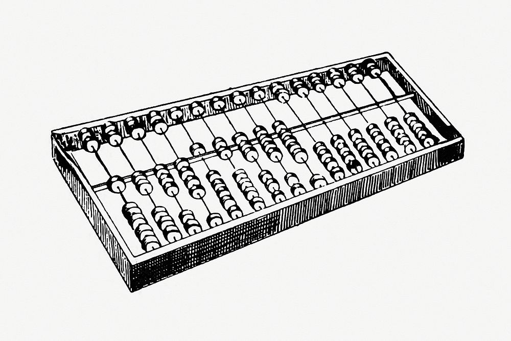 Vintage European style abacus engraving
