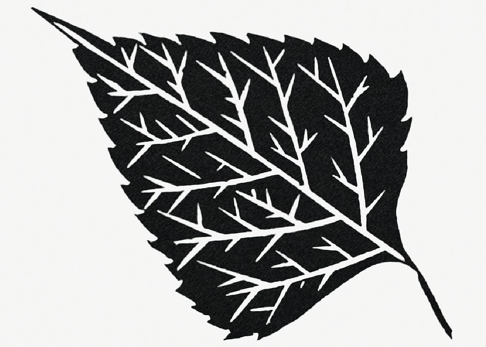 Vintage black leaf art print illustration, remix from artworks by Samuel Jessurun de Mesquita