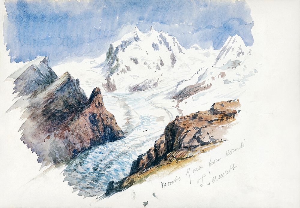 Monte Rosa from Hornli, Zermatt from Splendid Mountain Watercolours Sketchbook (1870) by John Singer Sargent. Original from…