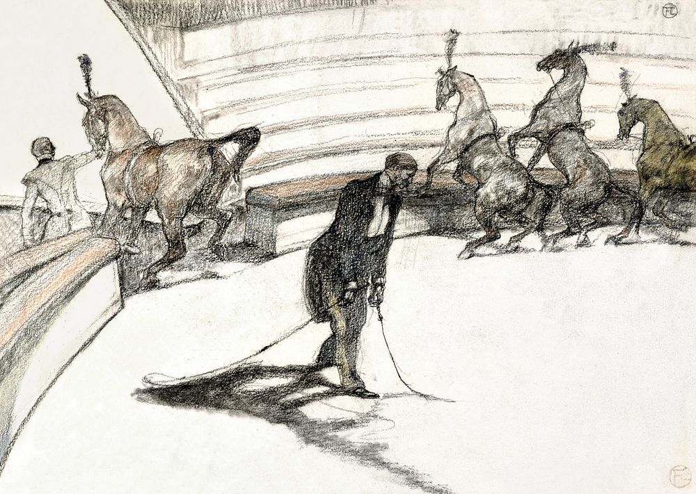 At the Circus: Free Horses (1899) drawing in high resolution by Henri de Toulouse&ndash;Lautrec. Original from The Walters…