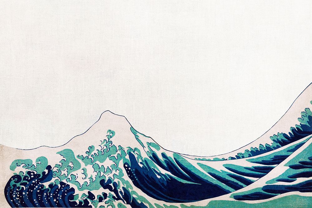 Hokusai's The Great Wave off Kanagawa background, Japanese art illustration, remastered by rawpixel