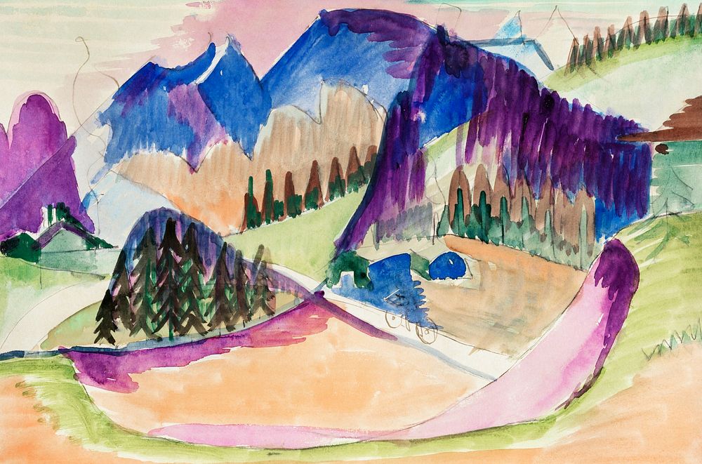 Mountain Landscape (ca.1923&ndash;1926) painting in high resolution by Ernst Ludwig Kirchner. Original from The Detroit…