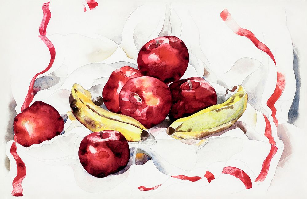 Still Life with Apples and Bananas (1925) by Charles Demuth. Original from The Detroit Institute of Arts. Digitally enhanced…